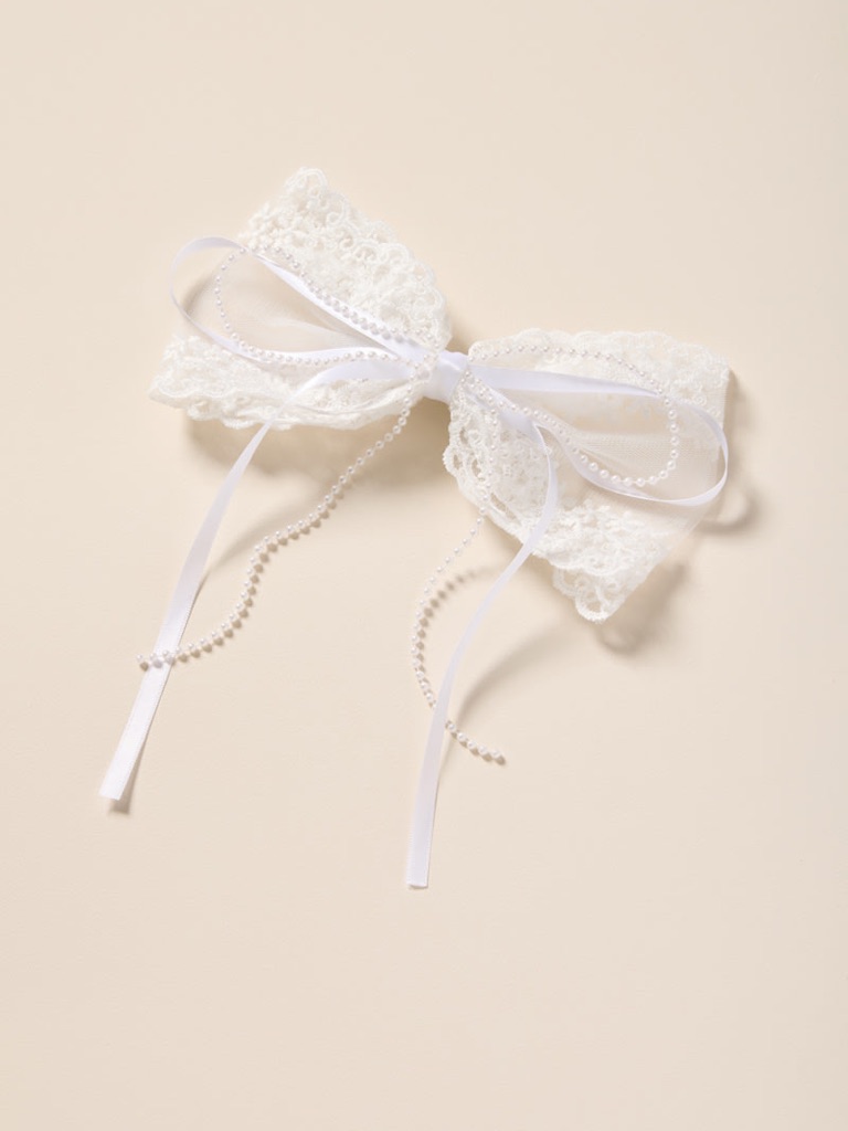 Aida Lace And Pearl Hair Bow Barrette
